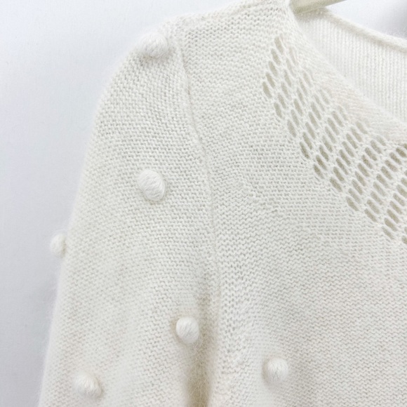 J. Crew Wallace White Angora Rabbit Hair Super Soft Bauble Boat Neck Sweater - Picture 6 of 8